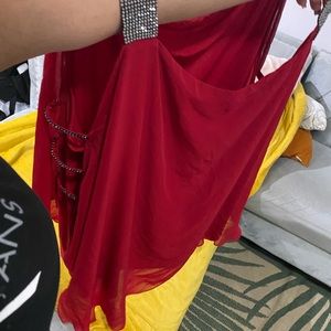 Red off shoulder diamond blouse